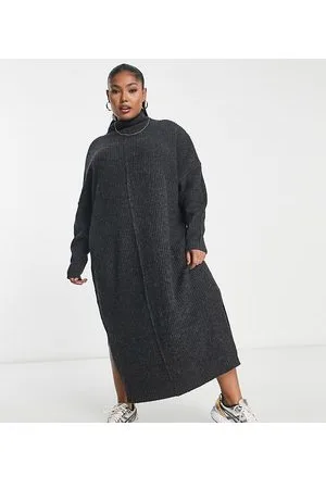 Yours Knitted dress in charcoal