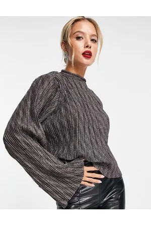 Object Metallic long sleeve textured top co-ord in