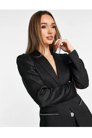 River Island Jacquard co-ord blazer with diamante fringe trim in