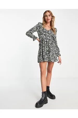 Monki Long sleeve mini dress in floral print