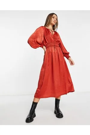 River Island Balloon sleeve midi dress in