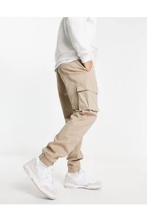 Only & Sons Cuffed cargo trousers in slim fit stone