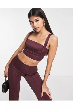 ASOS Co-ord scuba vest top with bust detail in burgundy