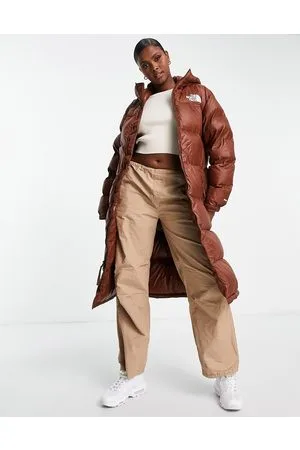 The North Face Nuptse belted long down parka coat in