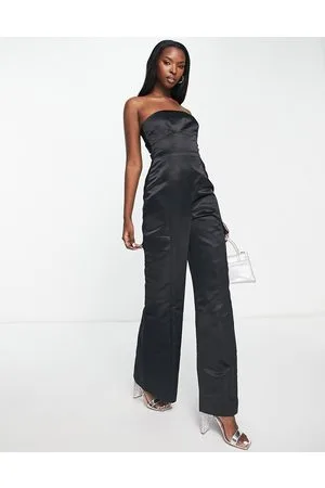 ASOS Structured satin cargo jumpsuit in