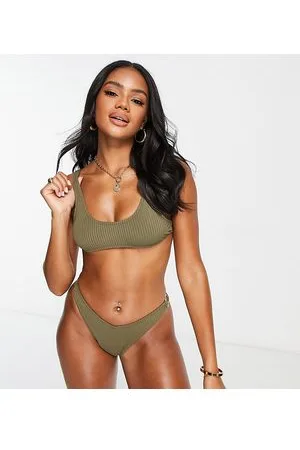 Candypants Ring crop bikini top in khaki