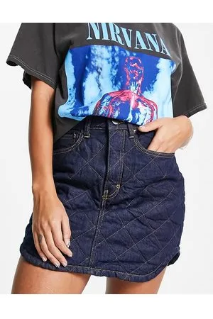 Wåven Denim mini skirt co-ord with contrast stitching in dark wash