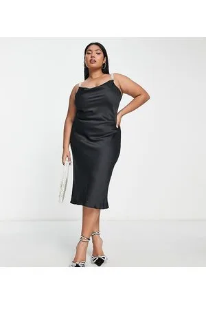 River Island Chain strap satin slip midi dress in