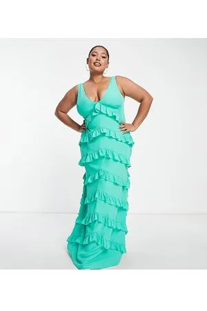 Pretty Lavish Curve Ruffle maxi dress in emerald