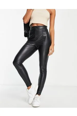 River Island Faux leather zip detail skinny trouser legging in