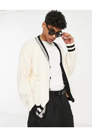 Topman Oversized collegiate cardigan in ecru
