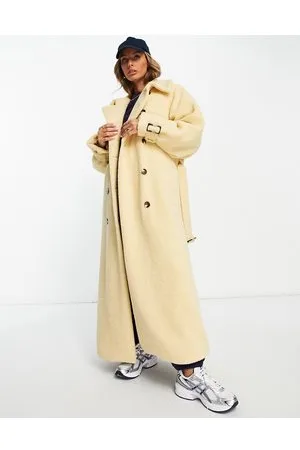 Topshop Borg trench coat in buttermilk