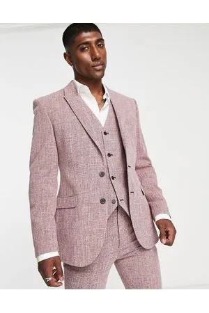 ASOS Wedding super skinny suit jacket in burgundy crosshatch