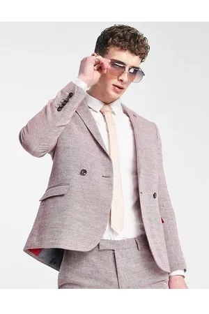 Twisted Tailor Pegas slim fit double breasted suit jacket in burgundy