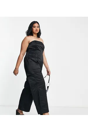 ASOS ASOS DESIGN Curve structured satin cargo jumpsuit in