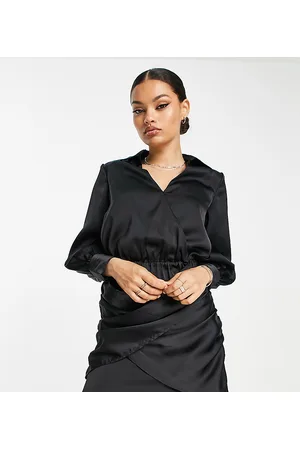 River Island Satin wrap detail shirt mini dress in