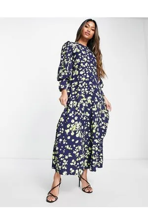 SELECTED Femme floral volume sleeve maxi dress in