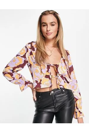 Monki Chiffon ruffle blouse in floral print