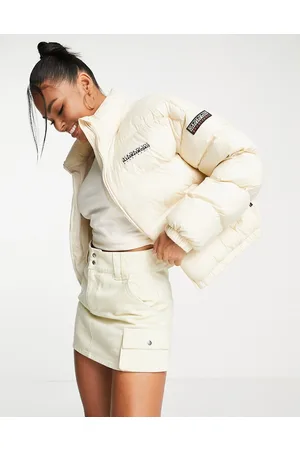 Napapijri A-box crop puffer jacket in off