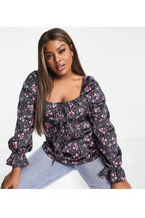 Simply Be Satin square neck blouse in floral