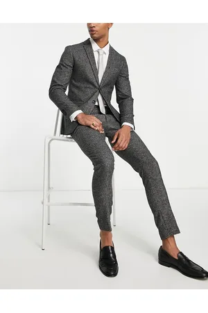 JACK & JONES Premium super slim tweed suit trouser in dark