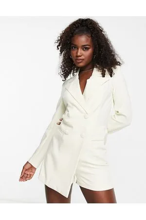 Pimkie Long sleeve blazer playsuit in beige