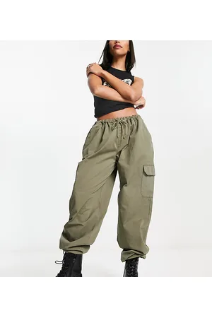 Reclaimed Parachute cargo trousers in khaki