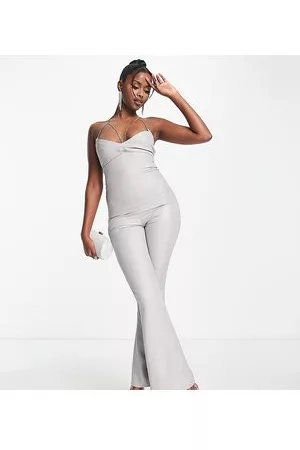 AsYou Dame Jumpsuits - Diamante strap detail flared jumpsuit in