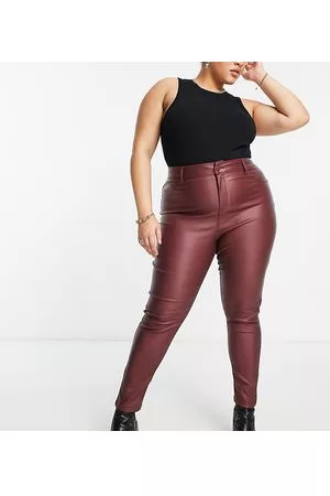 Yours Coated skinny jean in burgundy