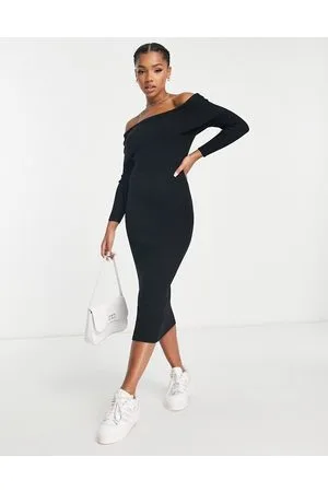 New Look Knitted bardot midi dress in