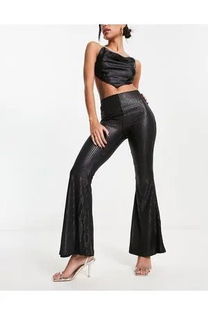 Glamorous High waisted flare trousers in matte sequin co-ord