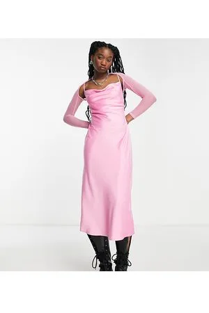COLLUSION Satin midi cowl neck midi with matching shrug in