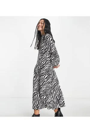 JDY Exclusive high neck open back midi dress in zebra print