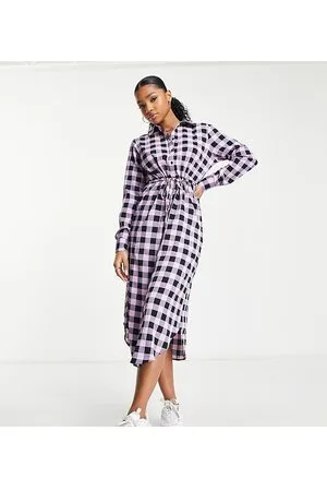 JDY Exclusive midi shirt dress in & black check