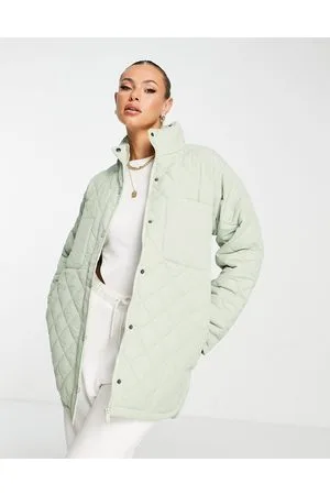 Threadbare Diamond quilted jacket in sage