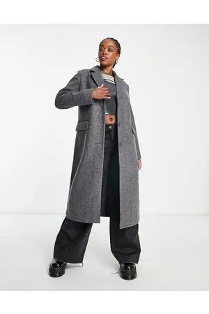 Weekday Daphne double breasted formal maxi coat in dark