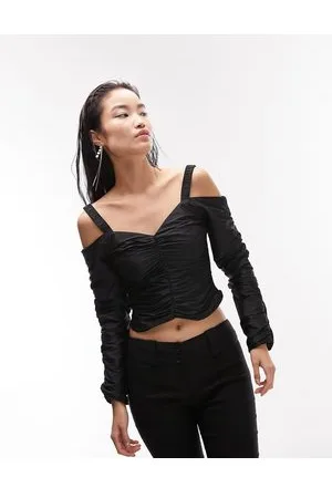 Topshop Long sleeve ruched top in