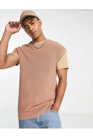 Threadbare Crew neck sweater vest in wild mushroom