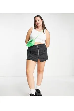 COLLUSION Plus zip detail pinstripe mini skirt