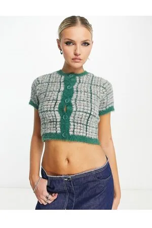 Kickers Check button through crop top in