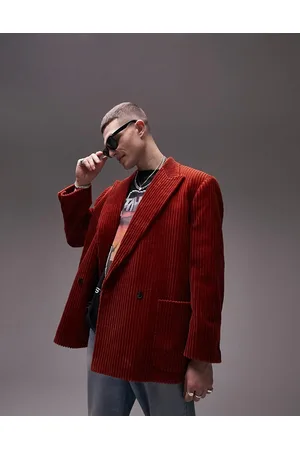 Topman Boxy oversized large cord blazer in rust