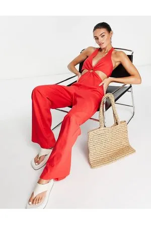 The Frolic Firth ring detail linen wide leg jumpsuit in