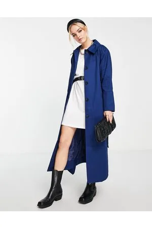 Topshop Cotton trench coat with buttons in blue