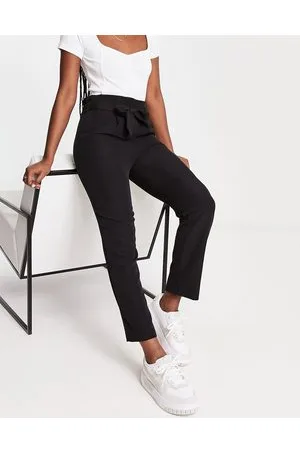 New Look Paperbag tie waist straight leg trousers in