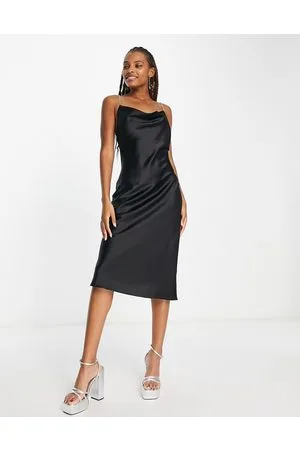 New Look Satin midi dress with diamante straps in
