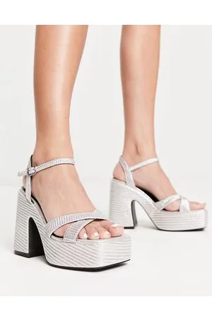 Raid Keiran platform sandals in textured metaliic