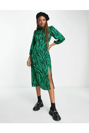 New Look Tie back side split midi dress in zebra print