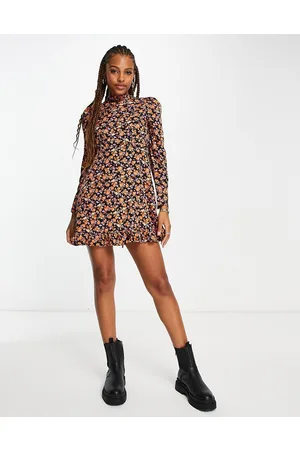 New Look Long sleeve mini dress with puff sleeves in floral