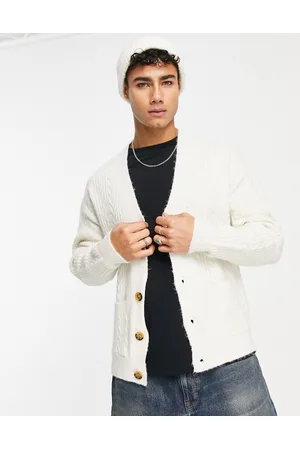 New Look Relaxed fit cable cardigan in off