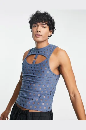 ASOS Skinny crop vest in texture with metalware and cut outs